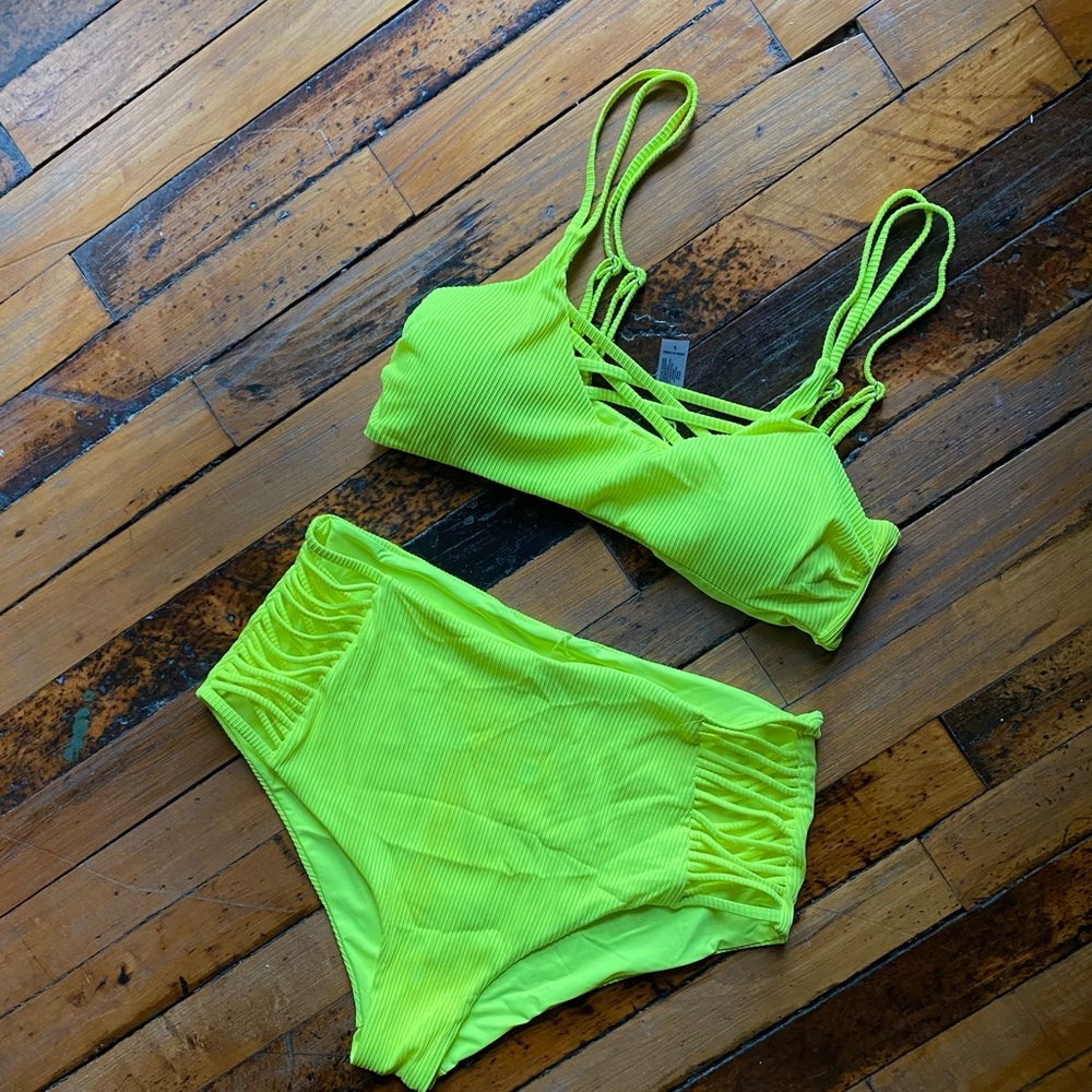 Neon High waist bikini size large